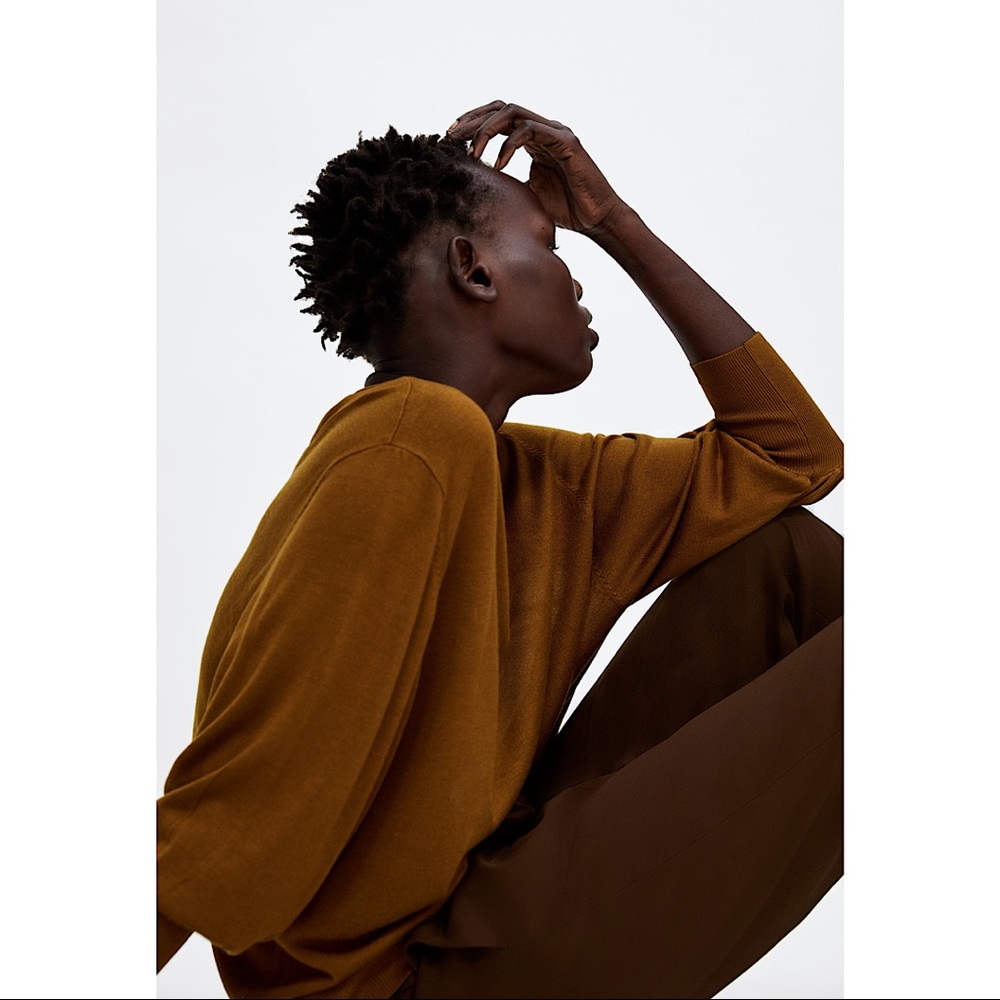 Zara Ocher Puff Sleeved Sweater - Picture 6 of 8